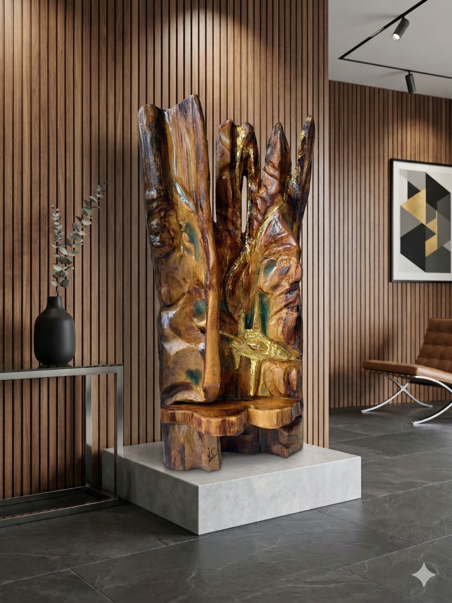 Masívní socha z akátu s leteckým motivem